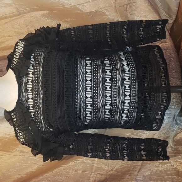 Roselani black lace with built in bandeau formal top - Picture 1 of 10
